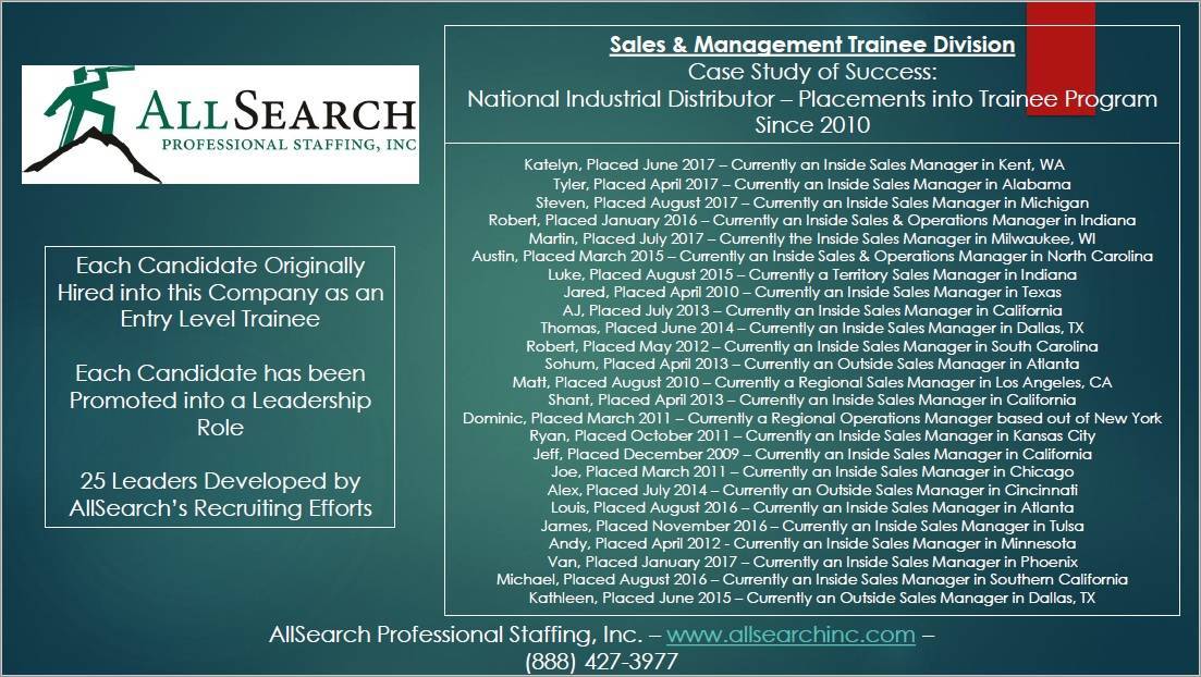 AllSearch Sales Trainee Management Trainee Recruiting Success Case Study