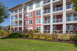 orange and white senior living building